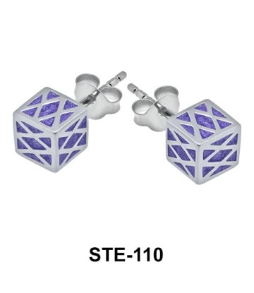 Enamel Cubic Stud Earring STE-110